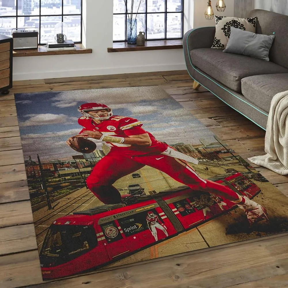 NFL Kansas City Chiefs Football Team Logo Rectangle Area Rug 413TA-6080