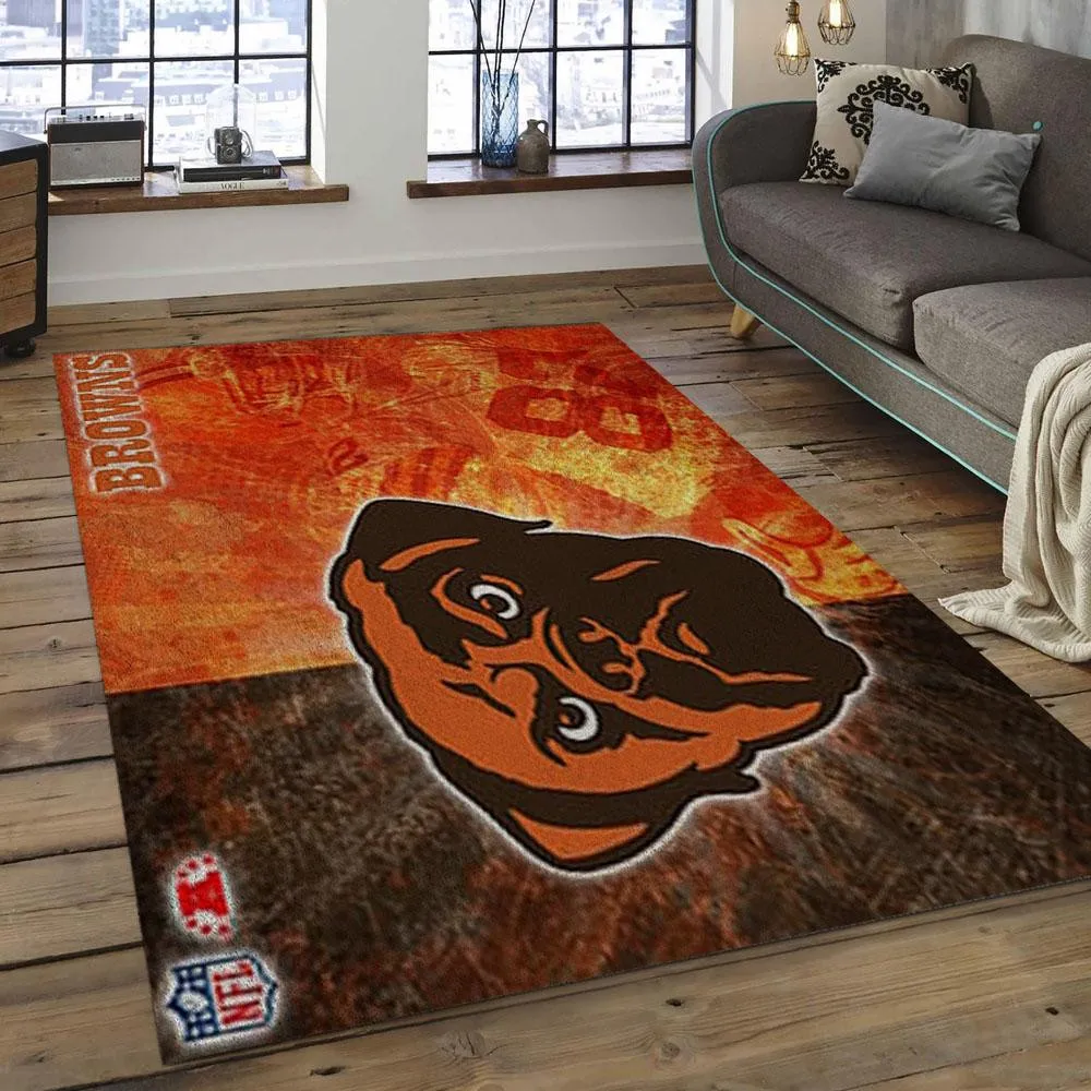 NFL Cleveland Browns Football Team Logo Rectangle Area Rug 545OF-7948