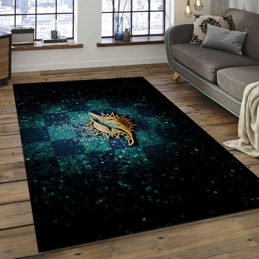 NFL Miami Dolphins Football Team Logo Rectangle Area Rug 148SG-7778