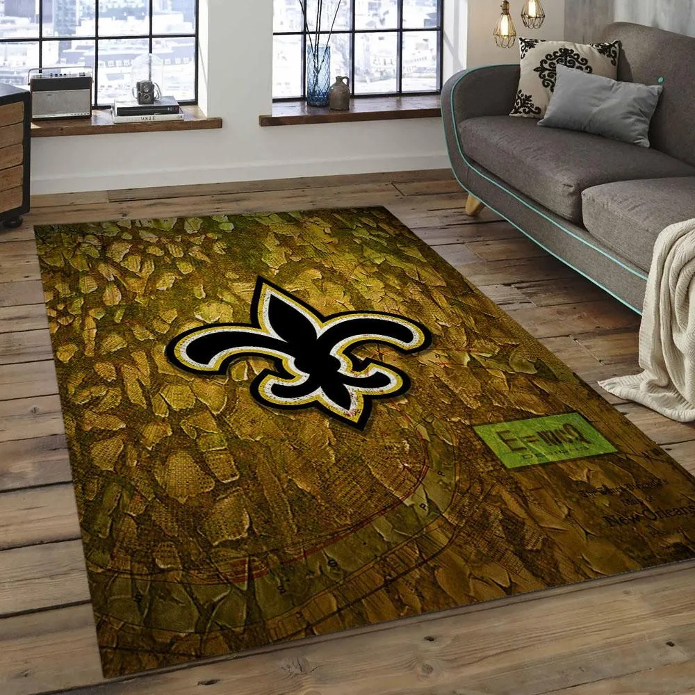 NFL New Orleans Saints Football Team Logo Rectangle Area Rug 758CG-8280