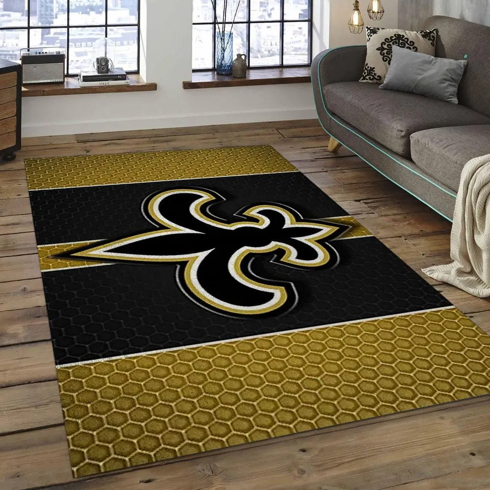 NFL New Orleans Saints Football Team Logo Rectangle Area Rug 485QX-2533