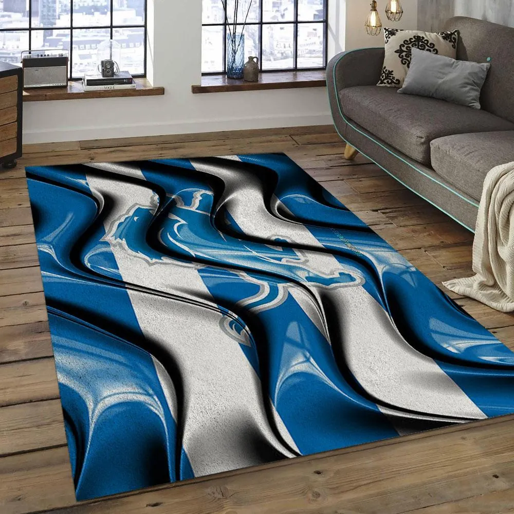 NFL Detroit Lions Football Team Logo Rectangle Area Rug 599WB-4657