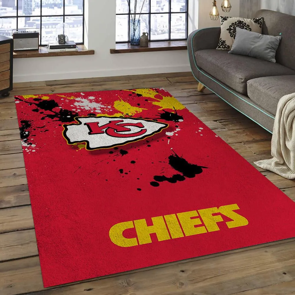 NFL Kansas City Chiefs Football Team Logo Rectangle Area Rug 434SV-7942