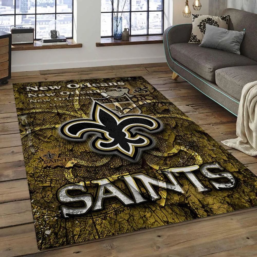 NFL New Orleans Saints Football Team Logo Rectangle Area Rug 663DE-2120