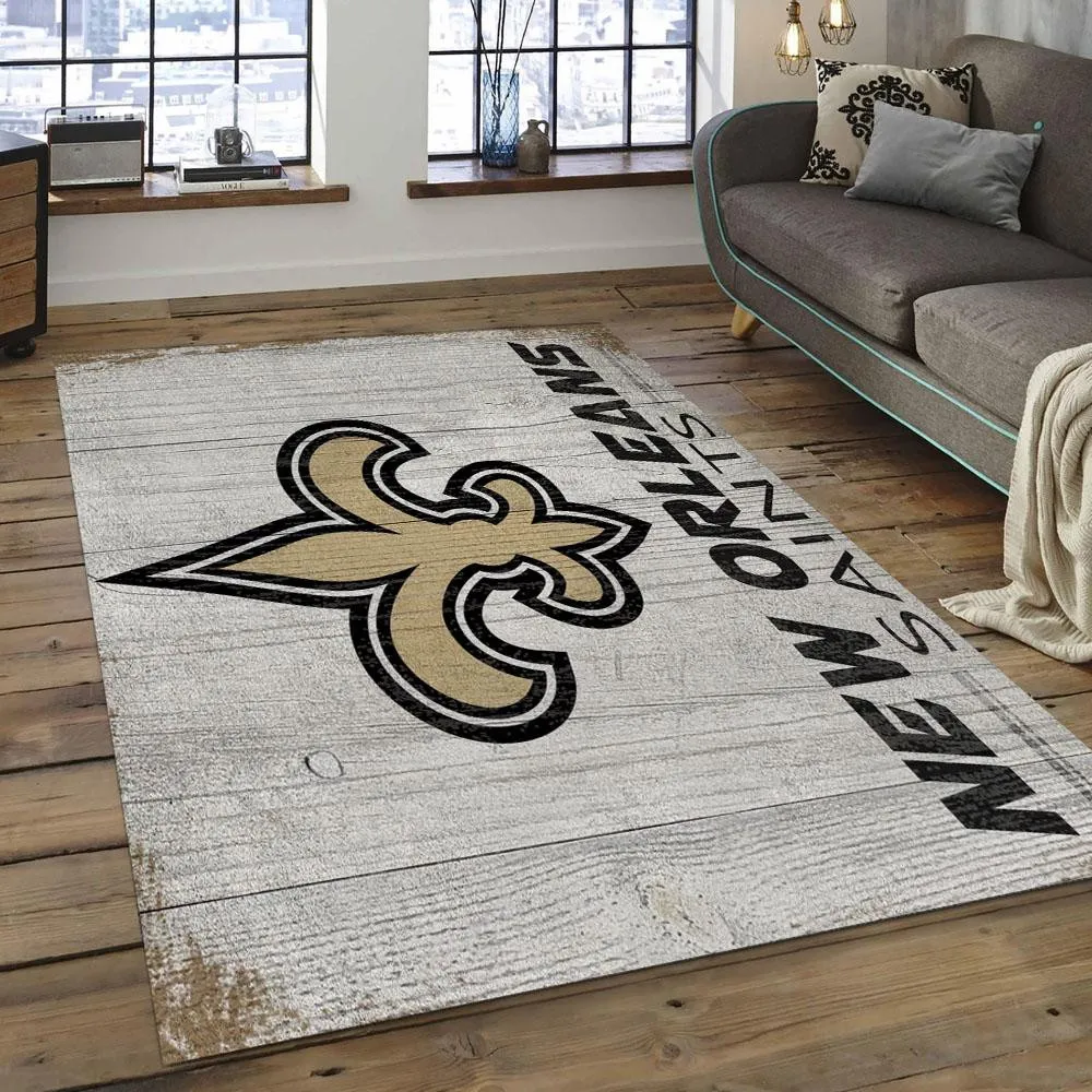 NFL New Orleans Saints Football Team Logo Rectangle Area Rug 559XW-9188
