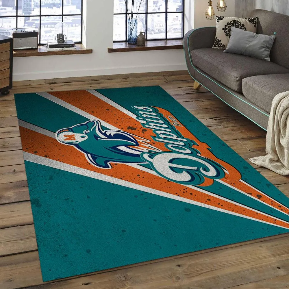 NFL Miami Dolphins Football Team Logo Rectangle Area Rug 927HY-2517