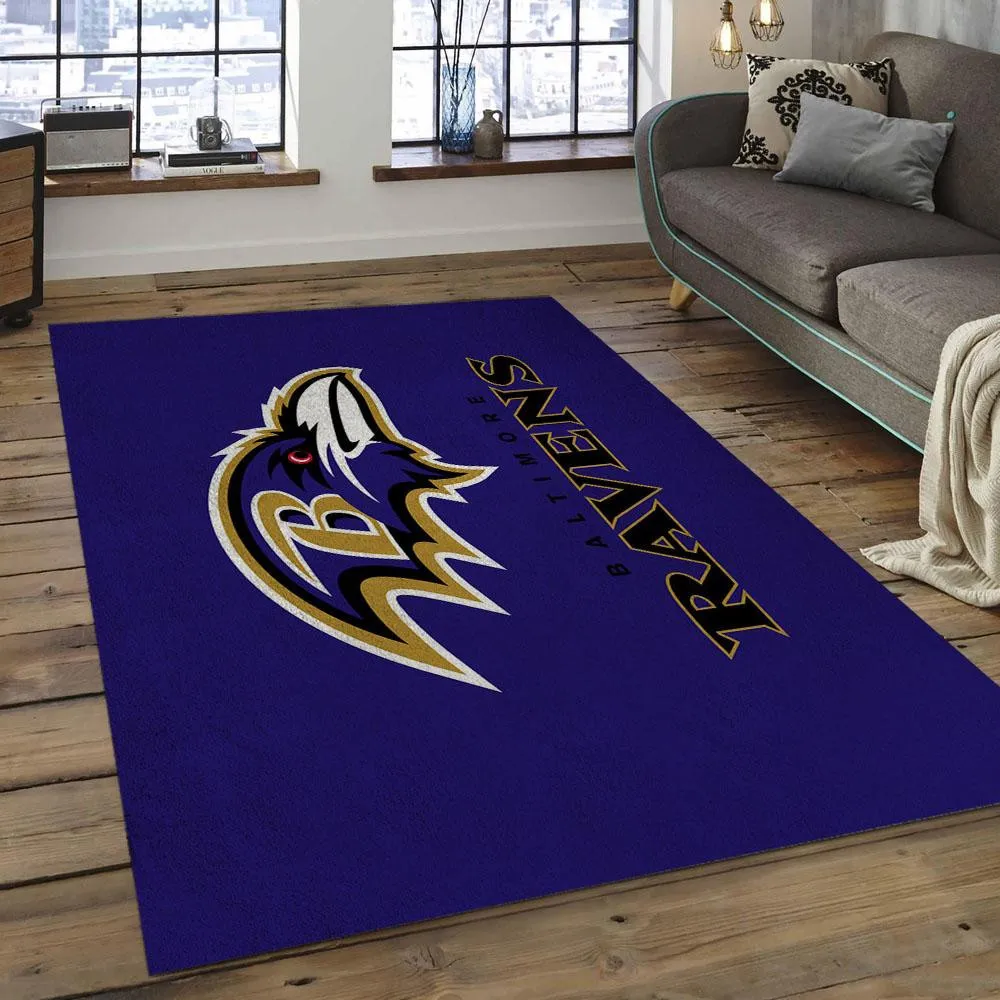 NFL Baltimore Ravens Birds Football Team Logo Rectangle Area Rug 796MR-6464