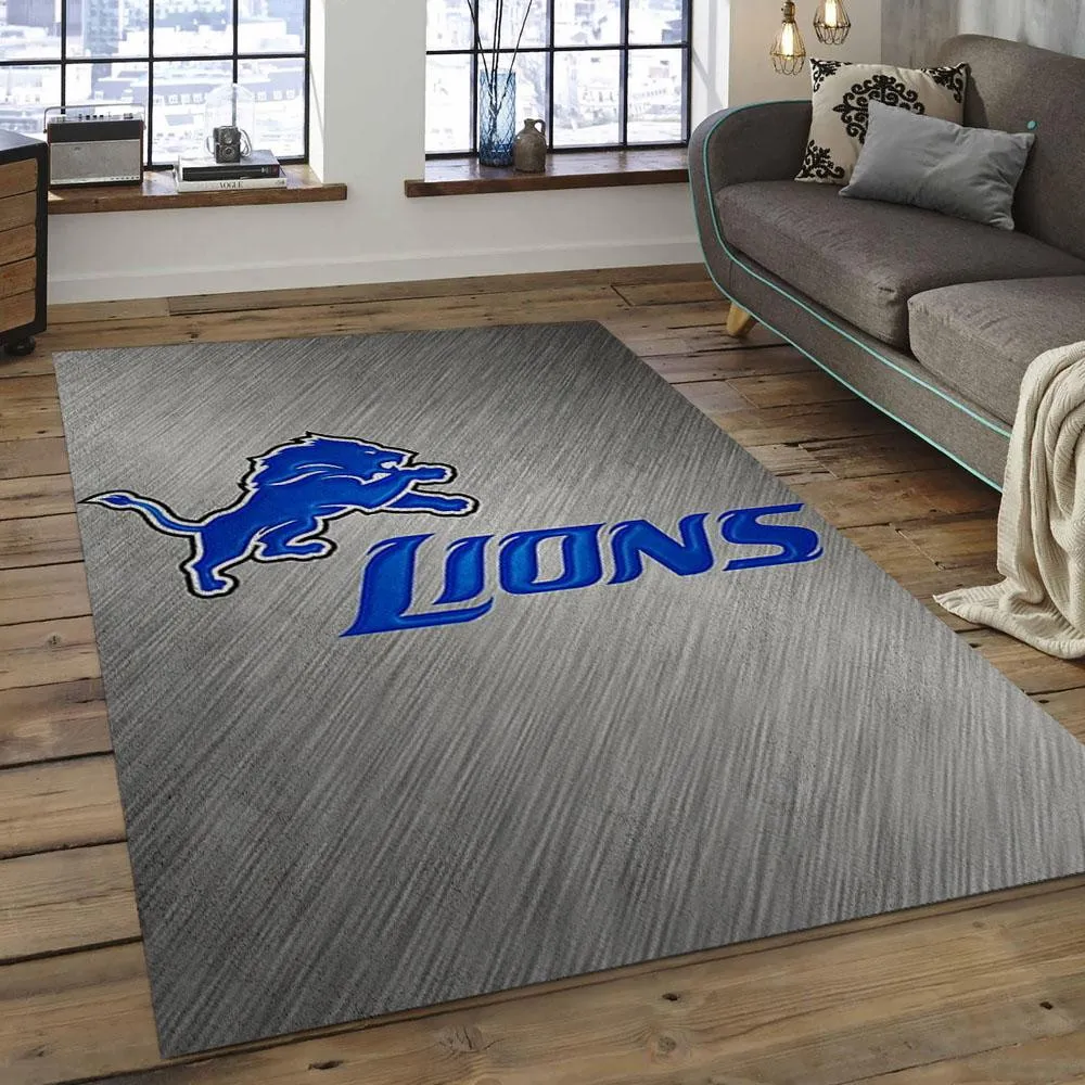 NFL Detroit Lions Football Team Logo Rectangle Area Rug 444UG-2077