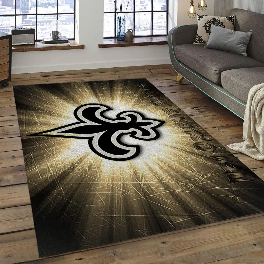 NFL New Orleans Saints Football Team Logo Rectangle Area Rug 426WJ-3702