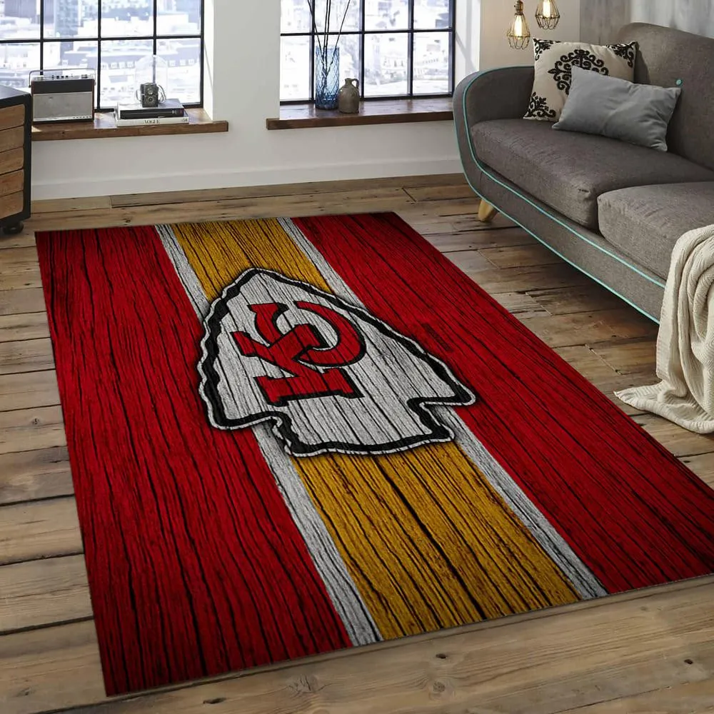 NFL Kansas City Chiefs Football Team Logo Rectangle Area Rug 734NT-8435