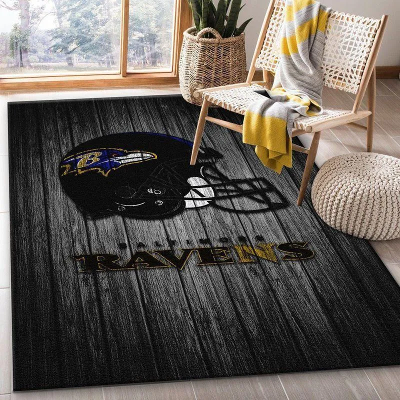 Baltimore Ravens Wooden Style Area Rug NFL Football Living Room Home Decor 296PC-2552