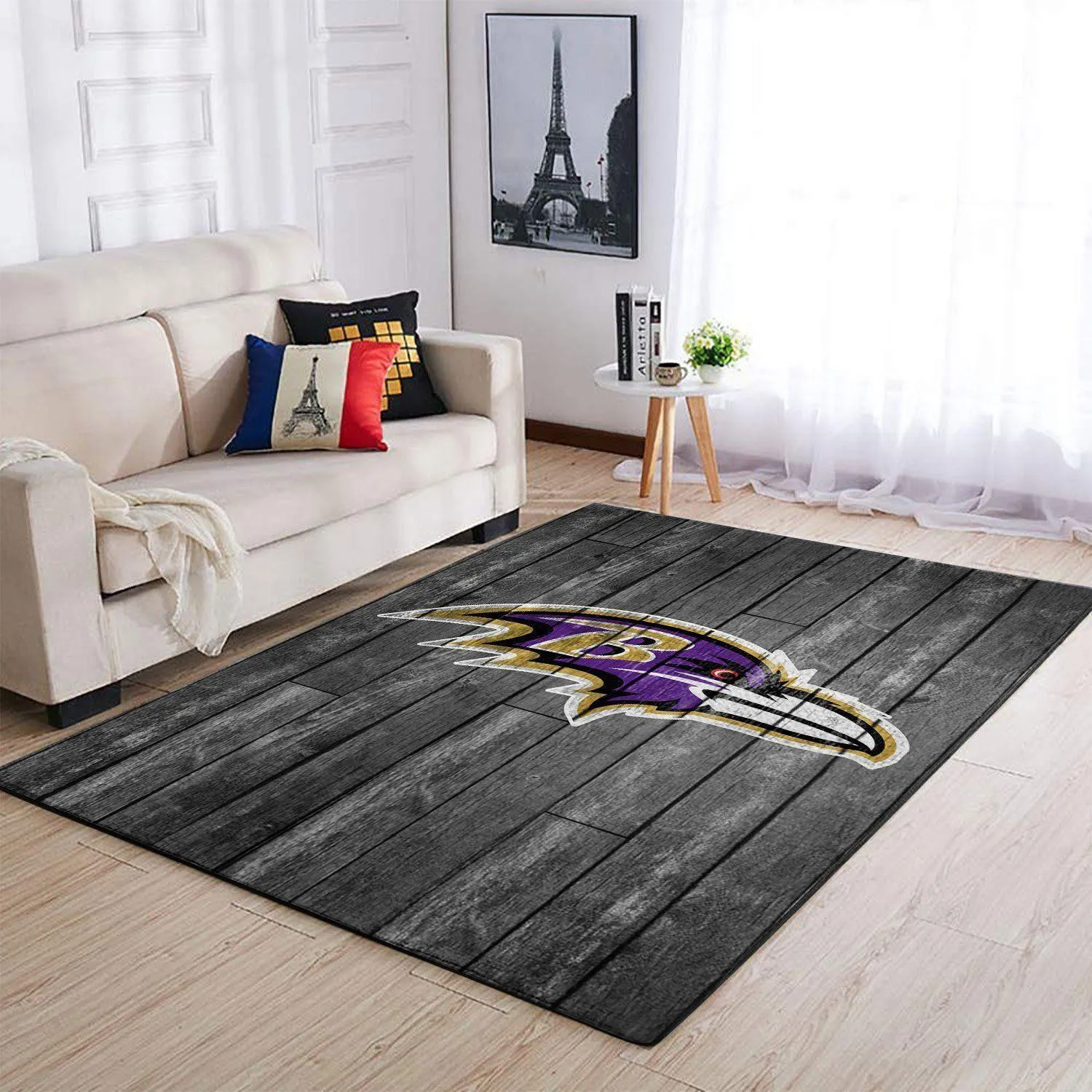 Baltimore Ravens Nfl Grey Area Rugs Wooden Style Living Room Carpet Sports 687IR-3228