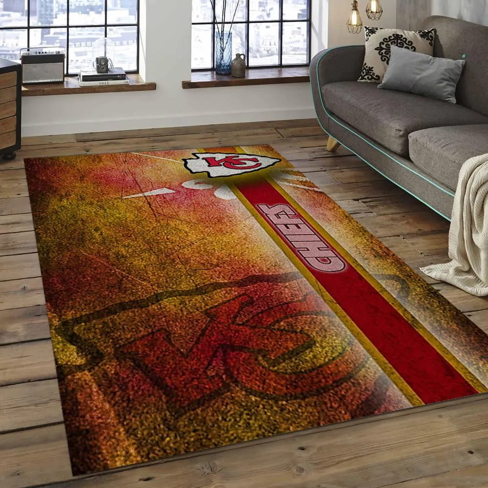 NFL Kansas City Chiefs Football Team Logo Rectangle Area Rug 663VQ-5524