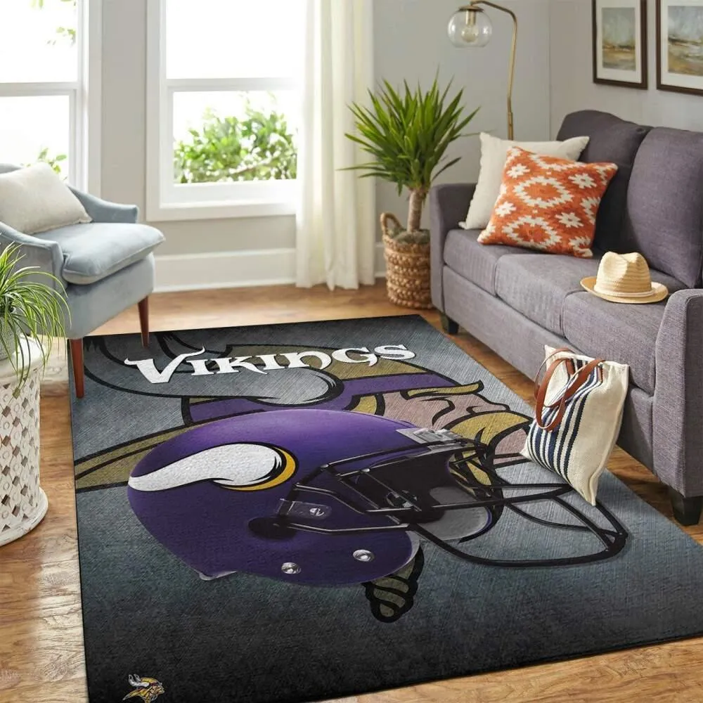 Minnesota Vikings Nfl Team Helmet Living Room Sports Rug Regtangle 119XG-5006