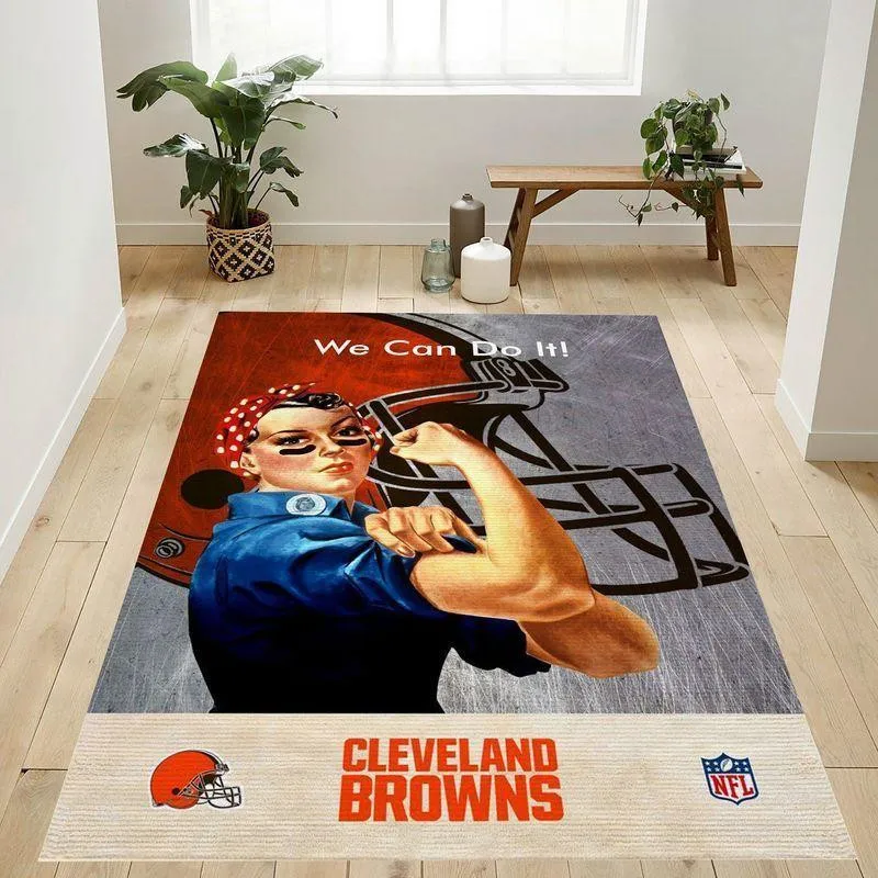Cleveland Browns Nfl Rosie The Riveter Area Rug Living Room And Bed Room 128SK-3731