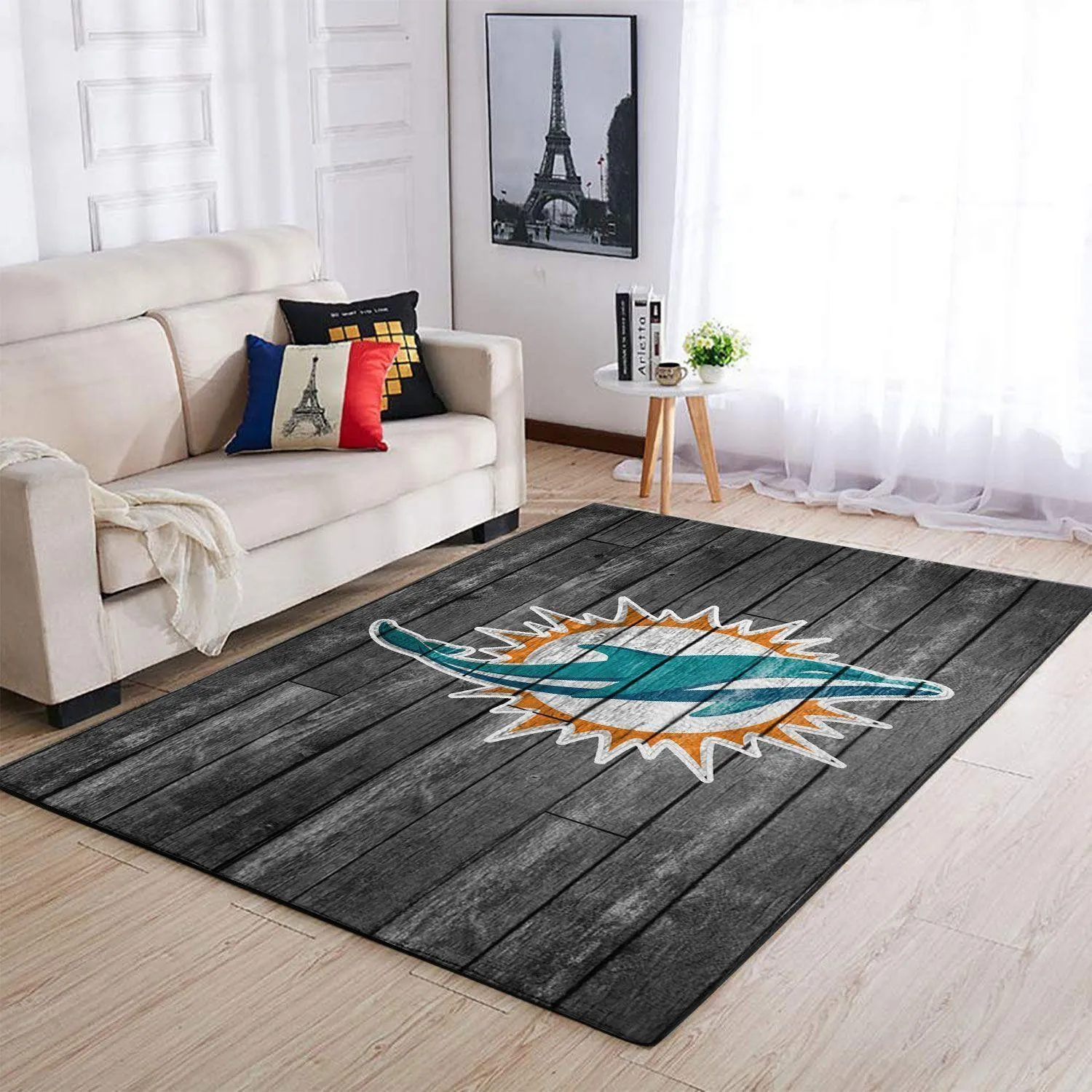 Miami Dolphins NFL Area Rugs Football Living Room Wooden Home Rug 968CN-2308