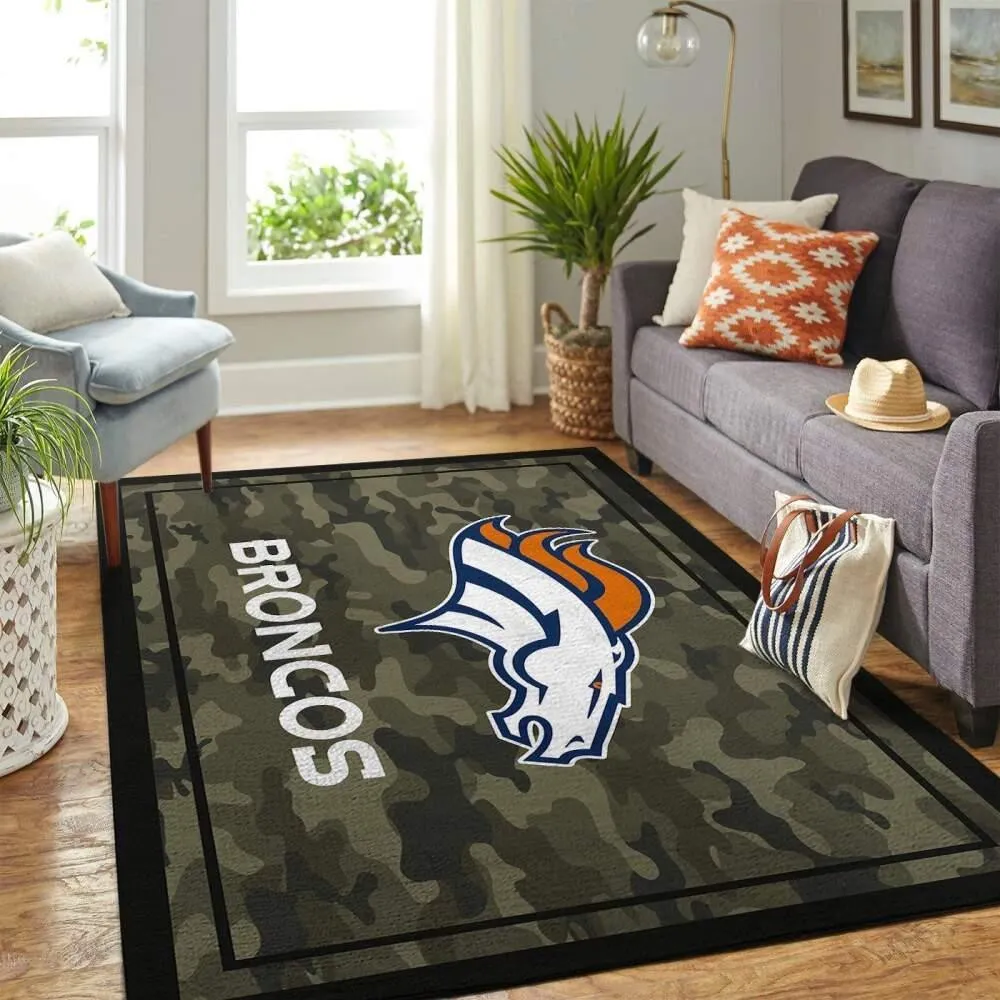 Denver Broncos NFL Area Rugs Camo Style Living Room Carpet Team Logo Home 320OJ-5123