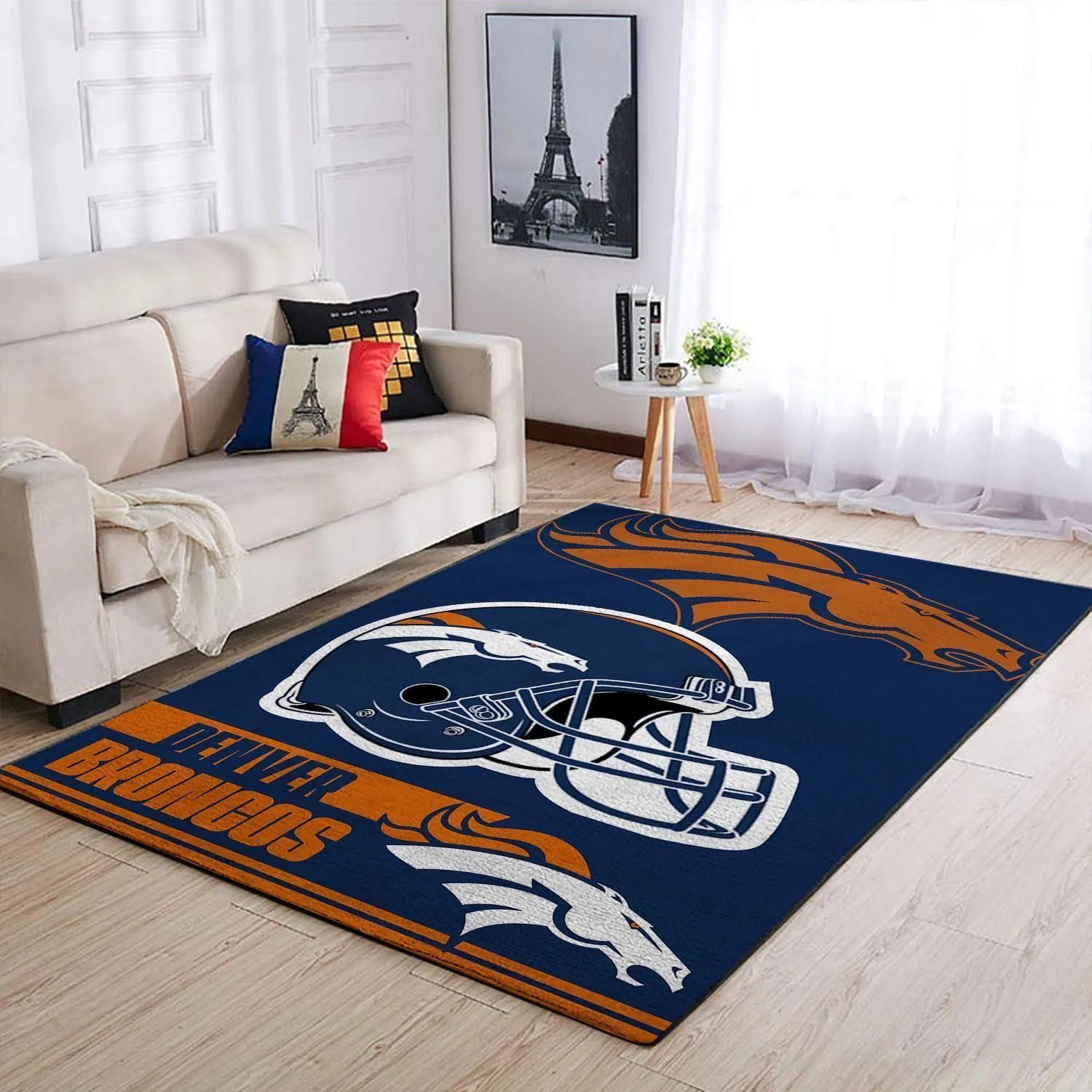 Denver Broncos Nfl Team Logo Helmet Rectangle Area Rug Area Rug Living Room 272KR-4579