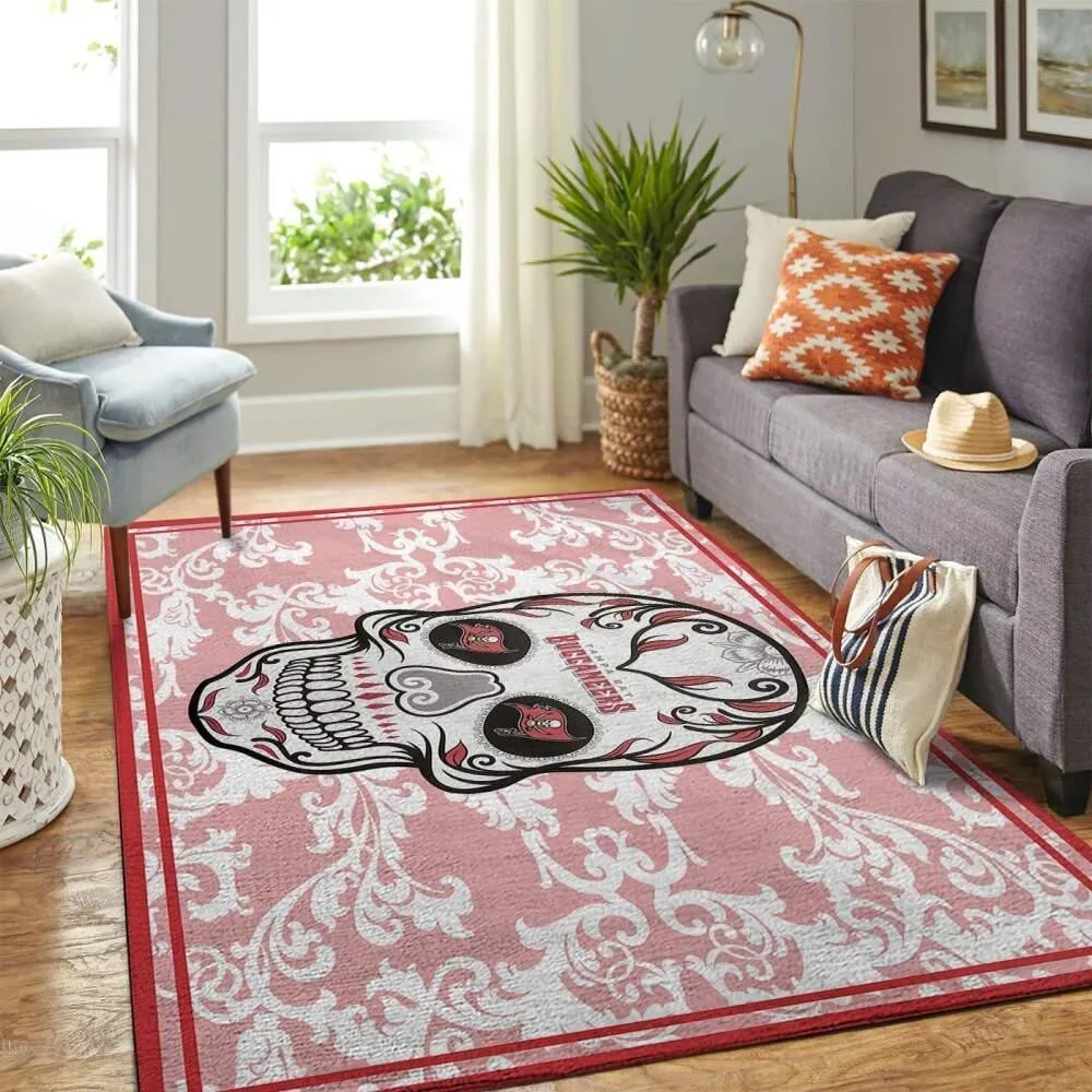 Tampa Bay Buccaneers NFL Area Rugs Skull Flower Style Living Room 724DW-5098