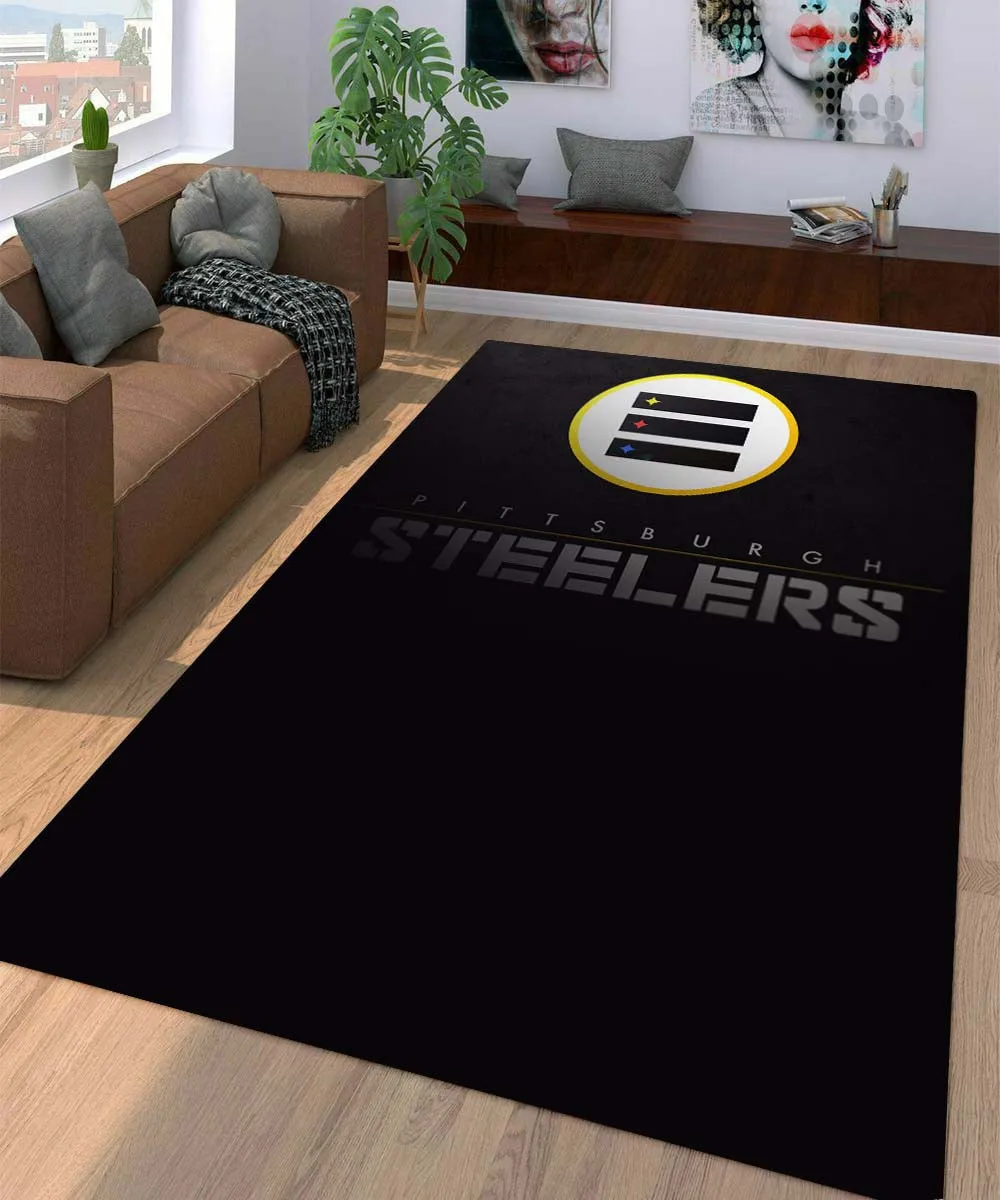 Pittsburgh Steelers Futuristic Metal Nfl Living Room Carpet Area 517GN-8257