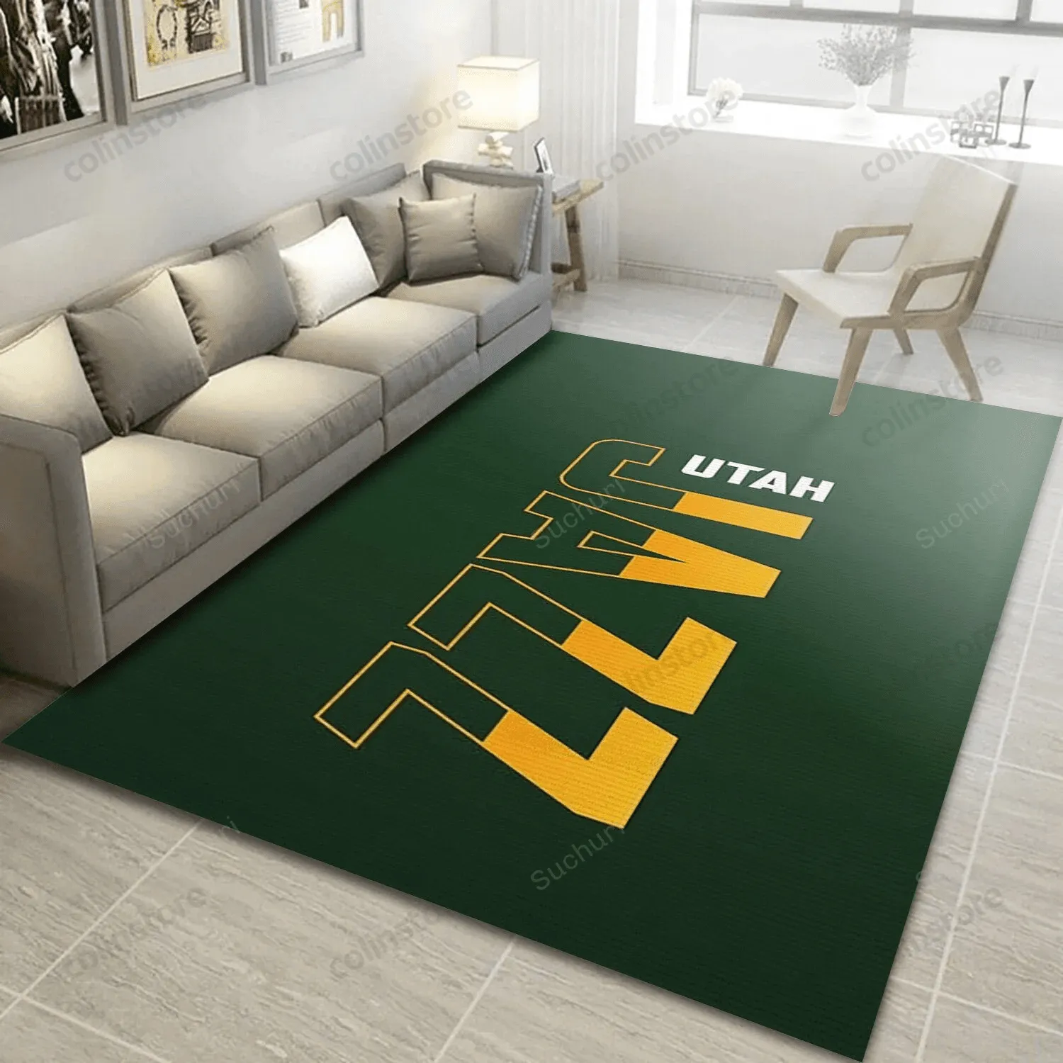 Utah Jazz Green Living Room Rectangle Area Rug 3D Rectangle Area Rug Full Printing Living Room Bed Room Home Decor 320VJ-8953