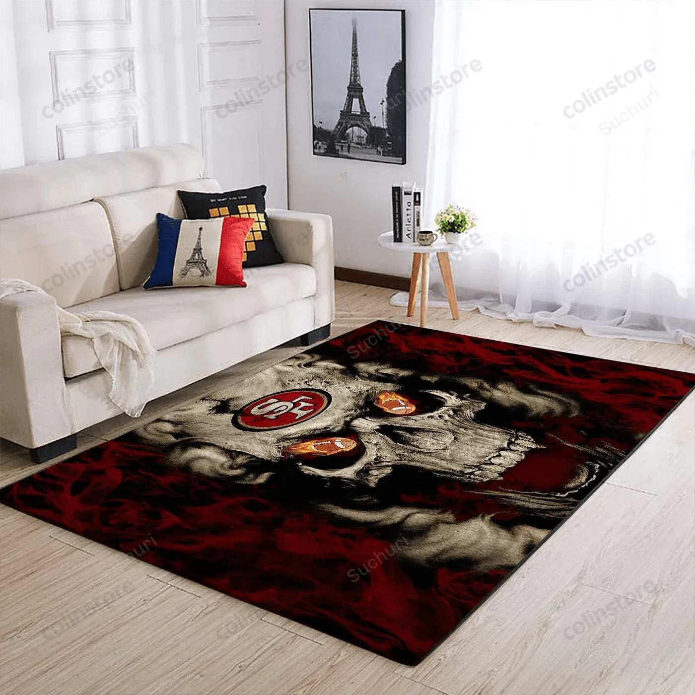 San Francisco 49ers Team Logo Skull Style Nice Gift Home Decor Rectangle Area Rug 873NU-8749