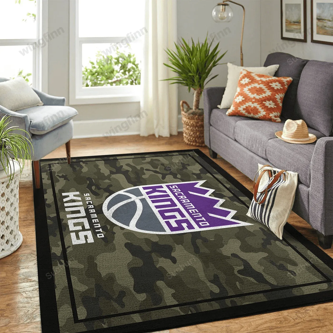 Sacramento Kings Rectangle Area Rugs Camo Style Living Room And Bed Room 282YW-9220