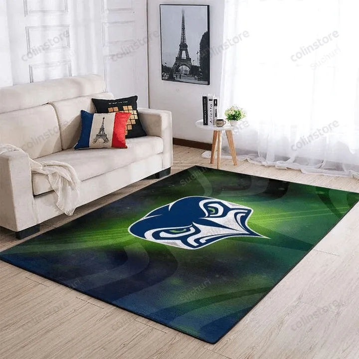 Seattle Seahawks Rectangle Area Rug Teams Floor Decor Rectangle Area Rug For Living 856HJ-3165