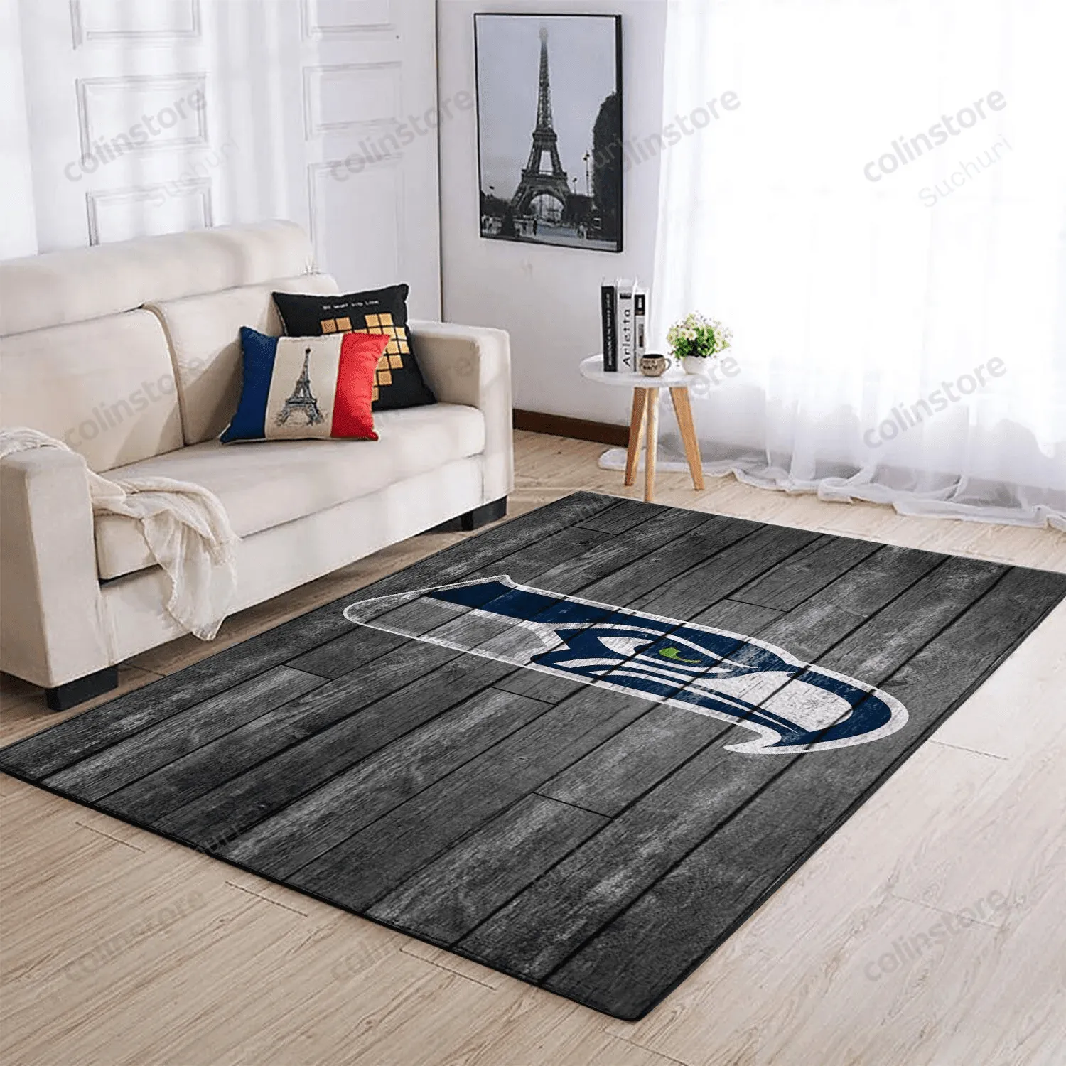 Seattle Seahawks Team Logo Grey Wooden Style Style Nice Gift Home Decor Rectangle Area 528HQ-9922