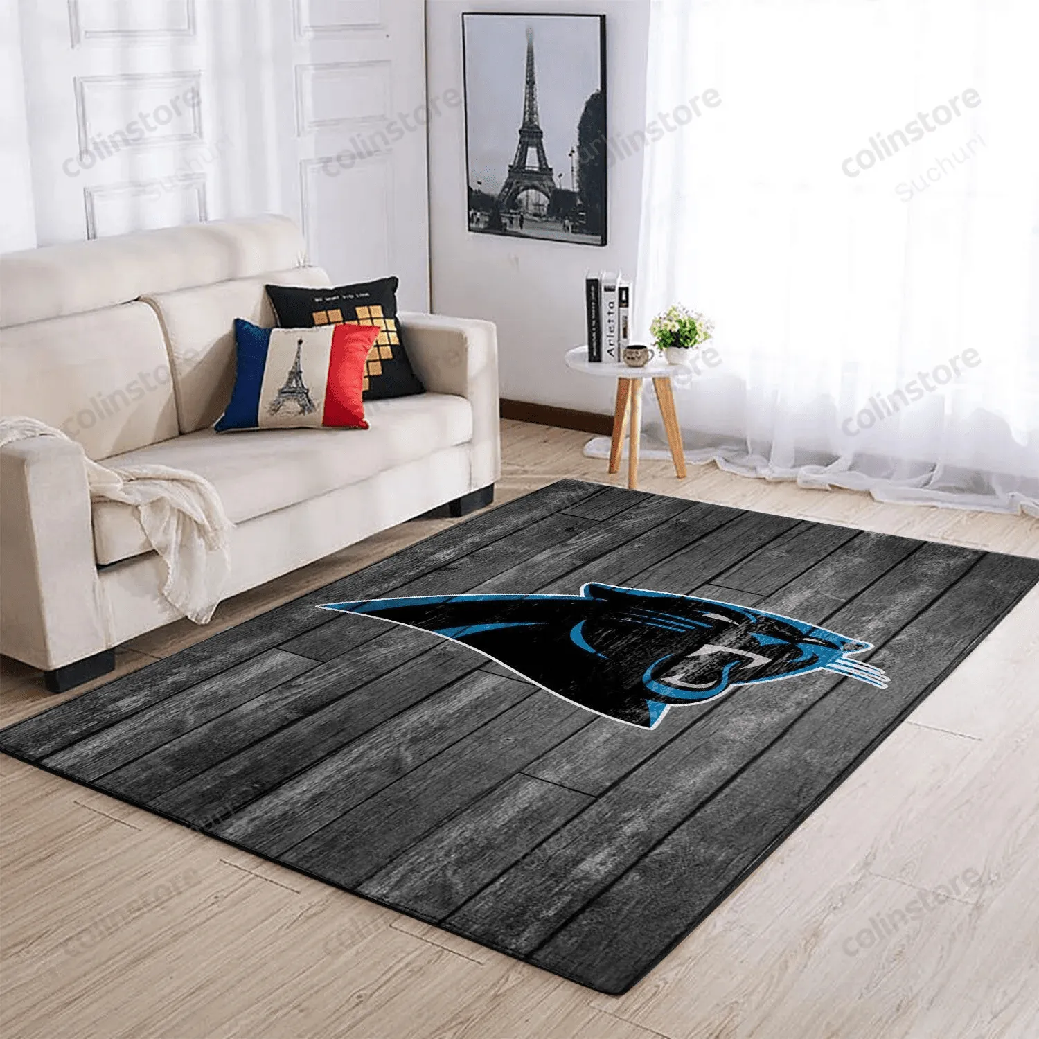 Carolina Panthers Team Logo Grey Wooden Style Style Nice Gift Home Decor Rectangle Area 462LH-9117
