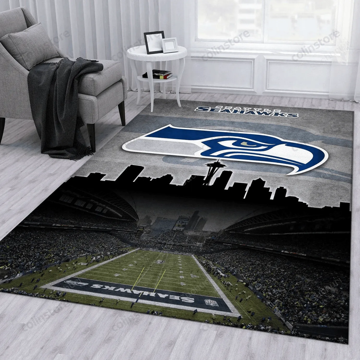 Seattle Seahawks Rectangle Area Rug Rug Living Room Rug Christmas Gift US Decor 437MU-4840
