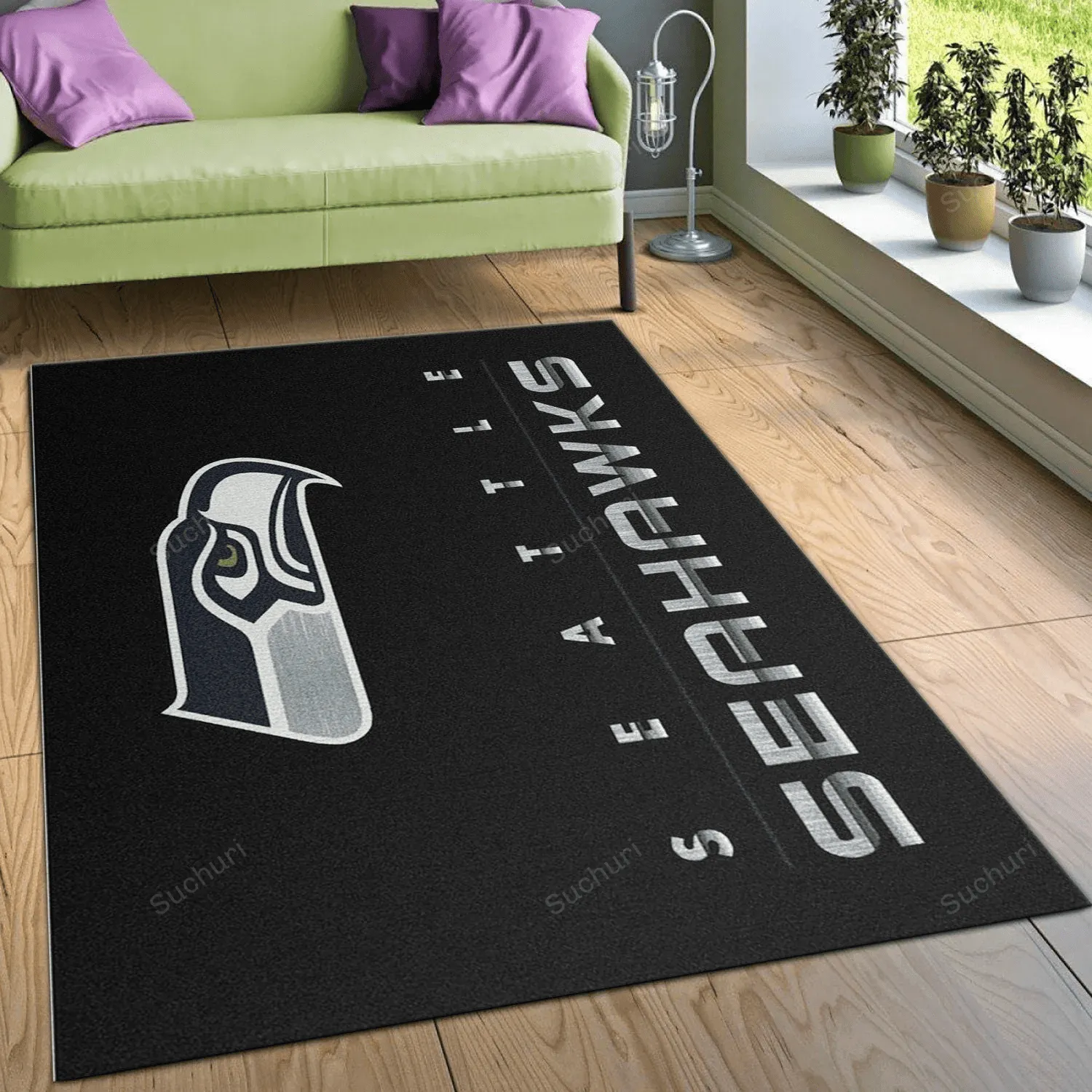 Seattle Seahawks Imperial Chrome Rug Rectangle Area Rug For Christmas Living Room Rug Family Gift US Decor 567HC-7331