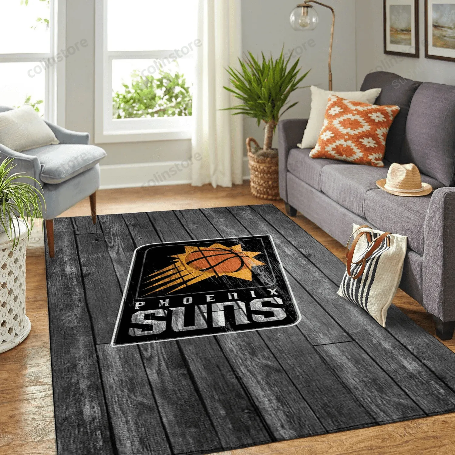 Phoenix Suns Team Logo Grey Wooden Style Nice Gift Home Decor Rectangle Area 790LX-9940