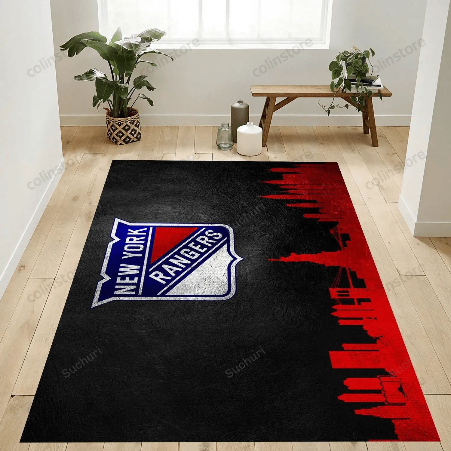 New York Rangers Skyline Rectangle Area Rug Bedroom Rug US Gift Decor 180VH-2105