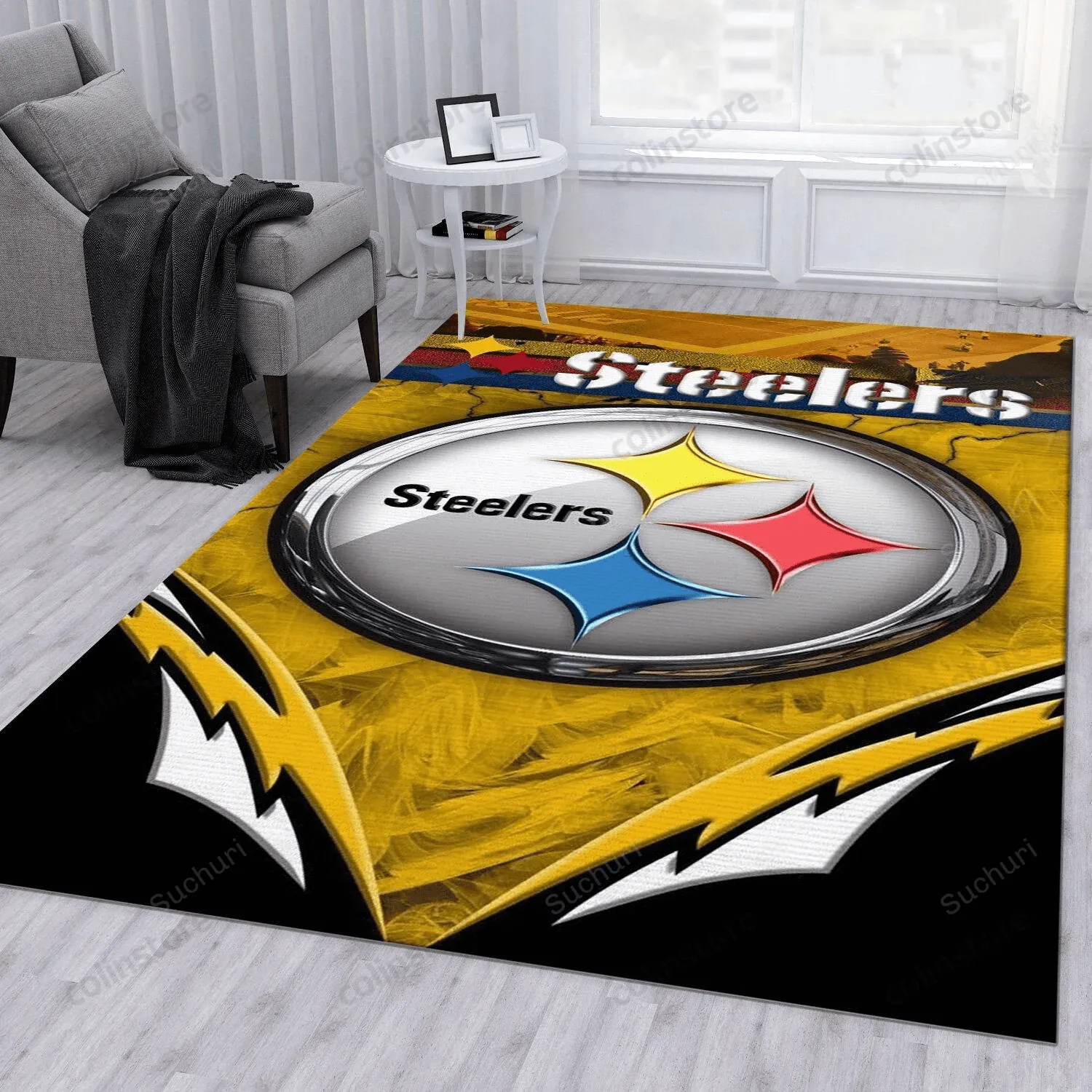 Pittsburgh Steelers 18 Rectangle Area Rug Living Room Rug Home US 178UZ-6798