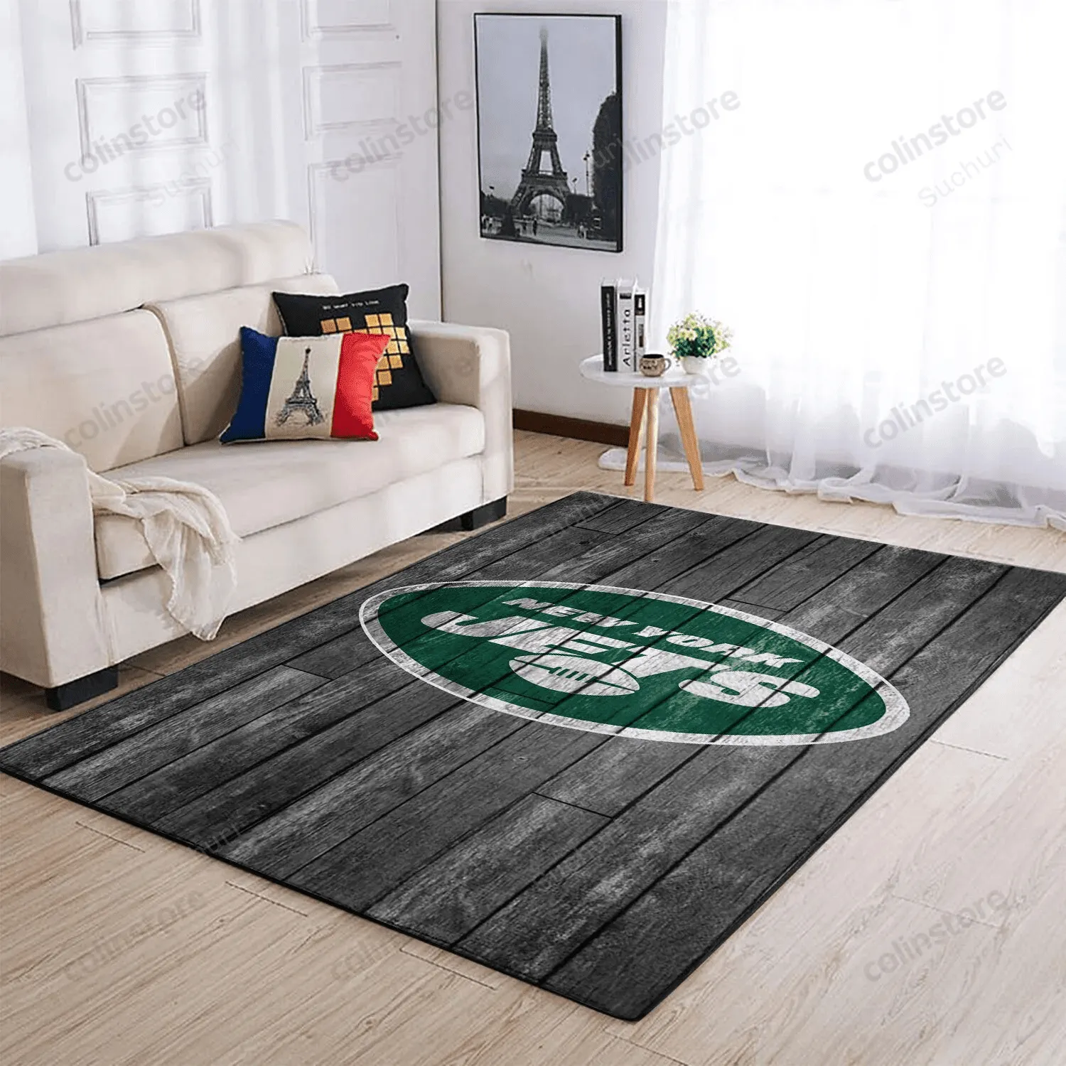 New York Jets Rectangle Area Rugs Living Room Carpet Team Logo Wooden 241MV-4324