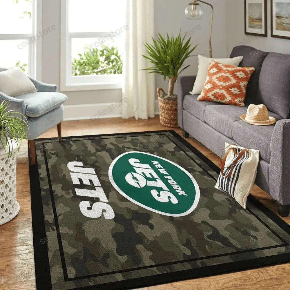 New York Jets Rectangle Area Rugs Camo Style Living Room Carpet Team Logo Home 967SQ-2825