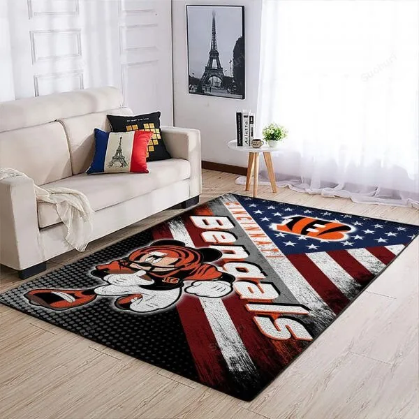 Mickey Mouse Cincinnati Bengals Living Room Carpet 3D Rectangle Area Rug Full Printing Living Room Bed Room Home Decor Carpet 965MP-3707