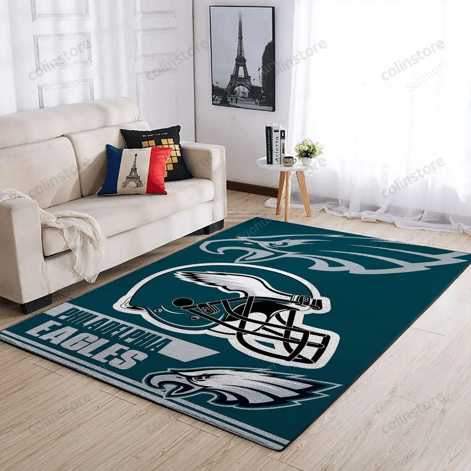 Philadelphia Eagles Team Logo Helmet Nice Gift Home Decor Rectangle Area Rug For Living Room Rectangle Area Rug Home 547ZO-9479