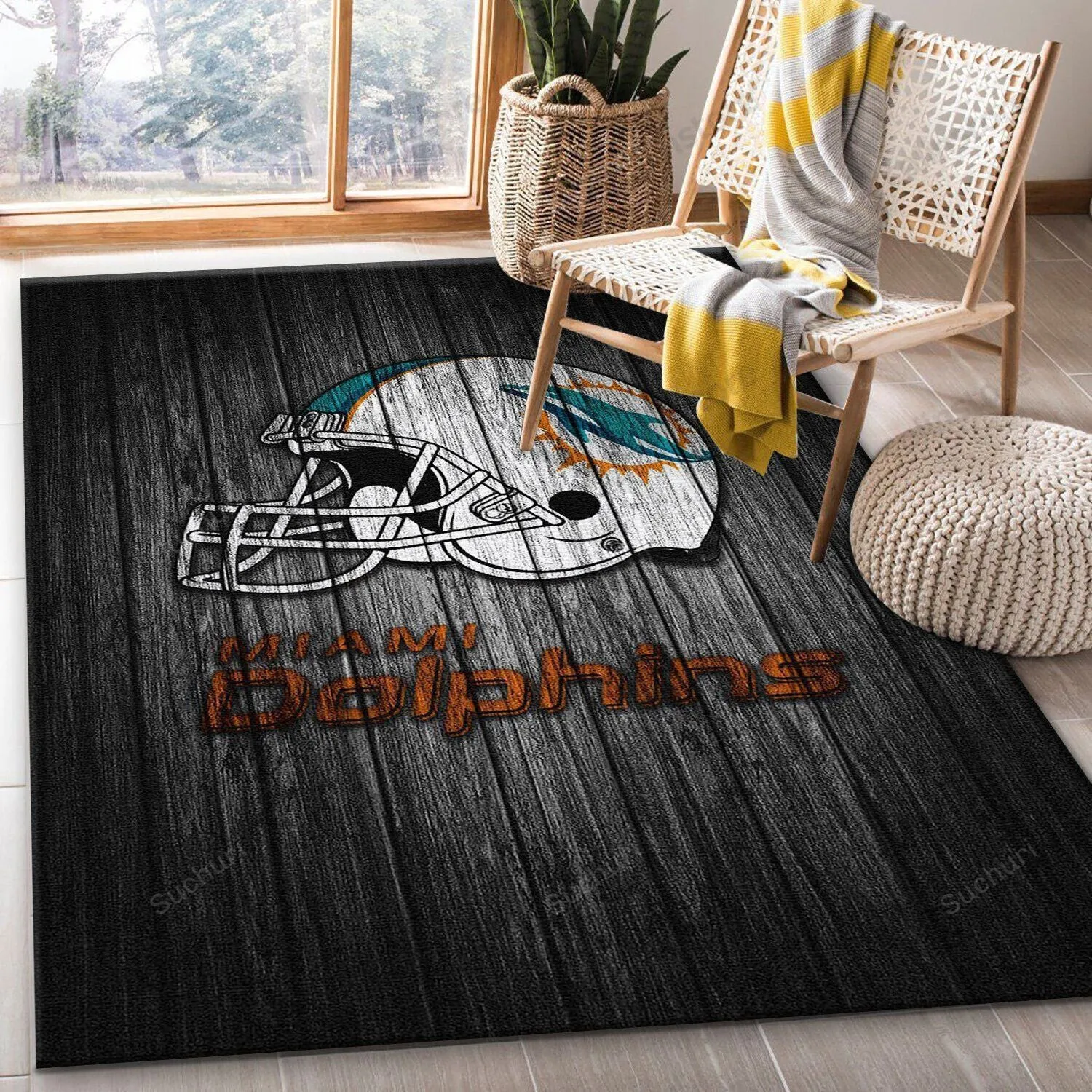 Miami Dolphins Rectangle Area Rug Living Room Rug Home US 431NN-8670