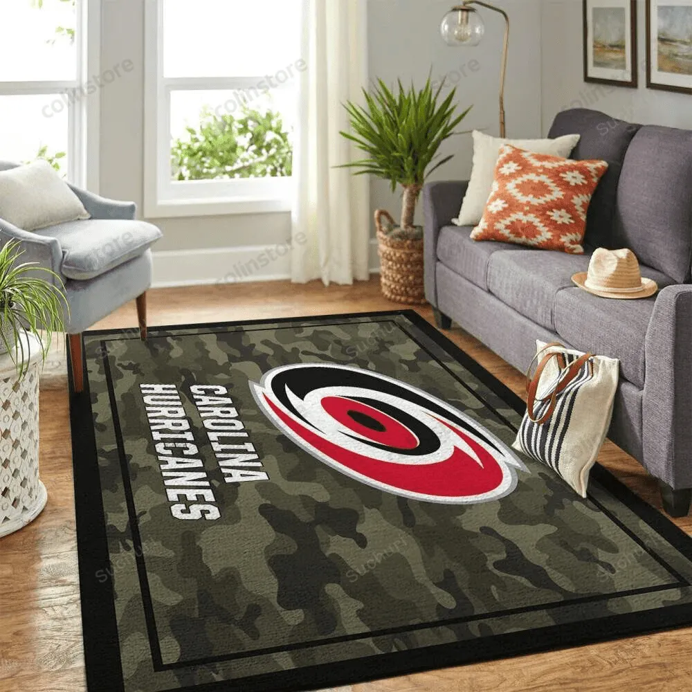 Carolina Hurricanes Rectangle Area Rugs Camo Style Living Room Carpet Team Logo 505SR-4497