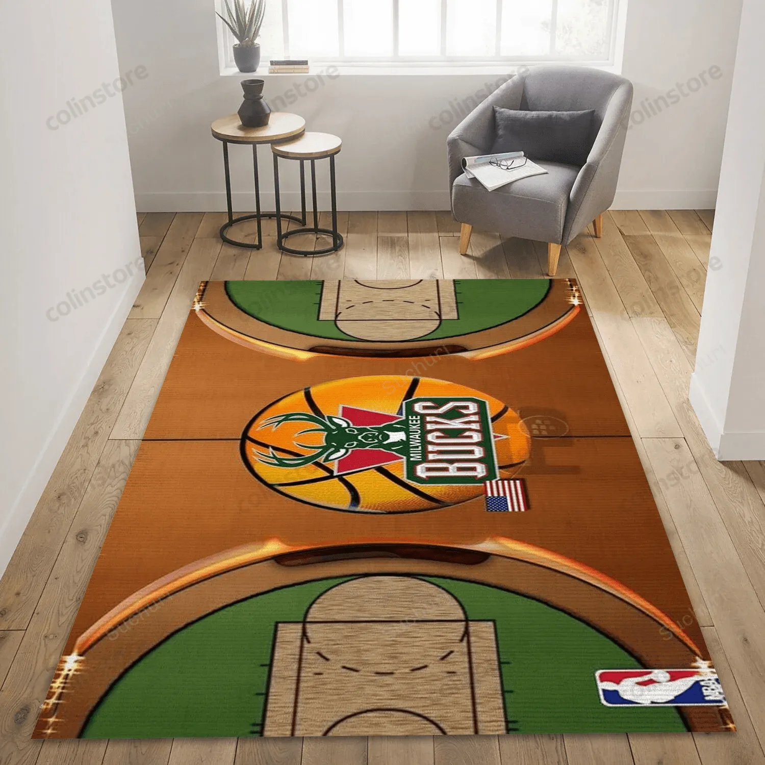 Milwaukee Bucks Team Rectangle Area Rug Rug Room 686BE-1794