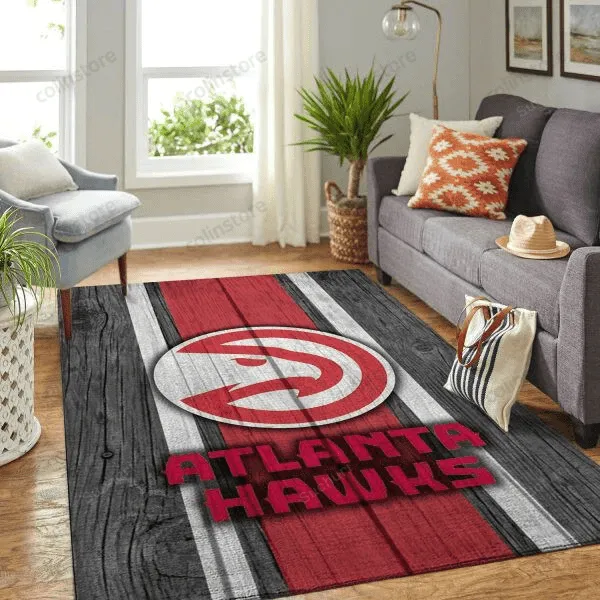 Atlanta Hawks Team Logo Wooden Style Nice Gift Living Room Carpet 3D Rectangle Area Rug Full Printing Living Room Bed Room Home Decor 785YN-9703