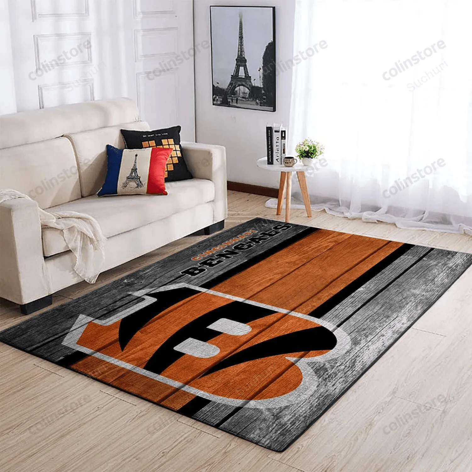 Cincinnati Bengals Team Logo Rectangle Area Rugs Wooden Style Living Room Carpet s 846QQ-9618