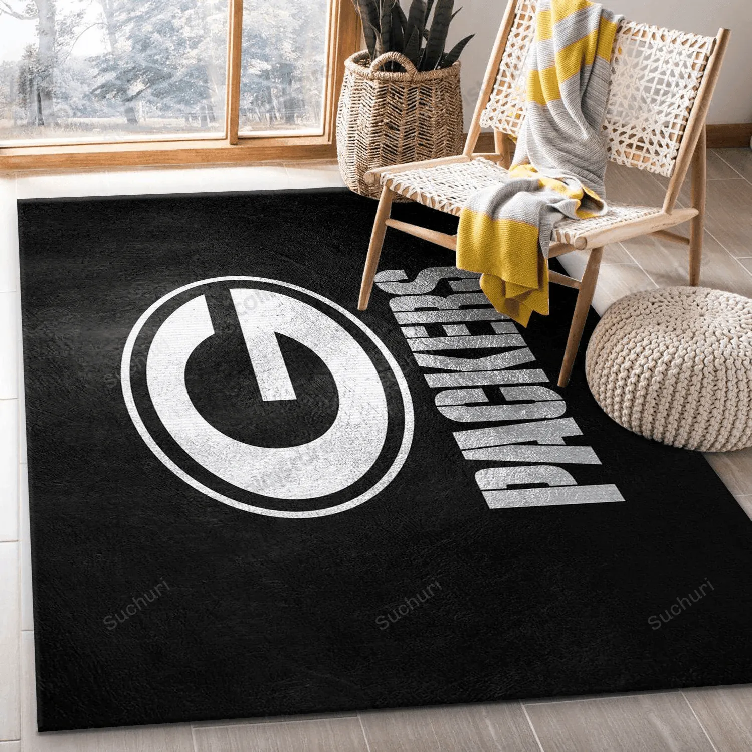 Green Bay Packers Silver Team Logos Rectangle Area Rug Living room and bedroom Rug US Gift 855XE-5513