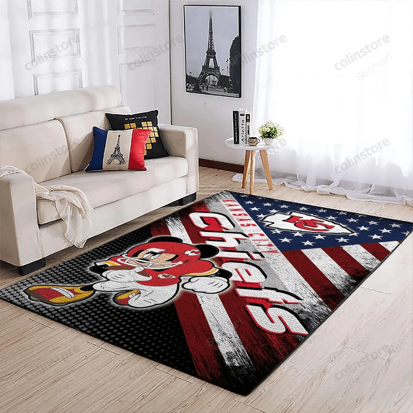 Kansas City Chiefs Team Logo Mickey Us Style Nice Gift Home Decor Rectangle Area Rug 713PT-8388