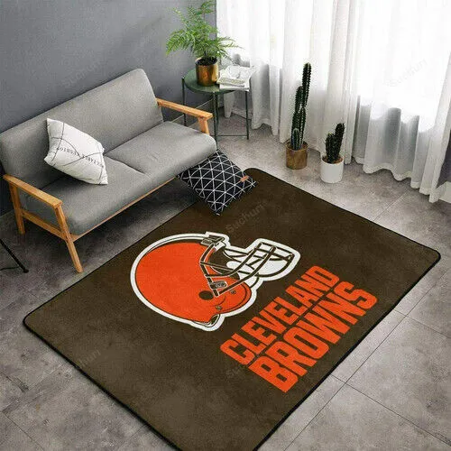 Cleveland Browns Rectangle Area Rugs Flannel Non-Skid Carpets Living Room Floor Mat 798DD-8540