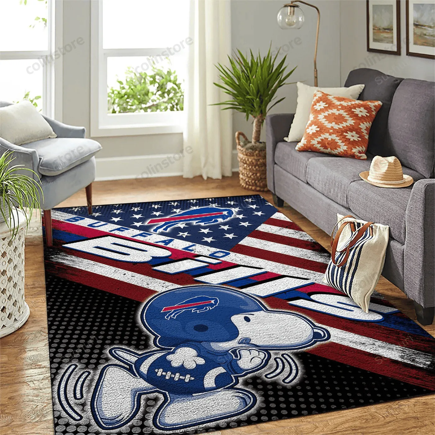 Buffalo Bills Team Logo Snoopy Area Rectangle Area Rug Carpet 785TD-8434
