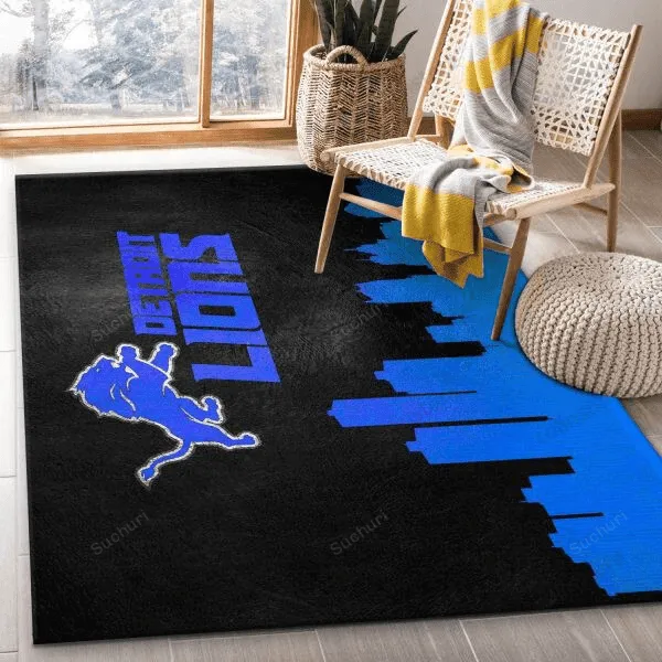 Detroit Lions Skyline Living Room Carpet 3D Rectangle Area Rug Full Printing Living Room Bed Room Home Decor 912GQ-5146