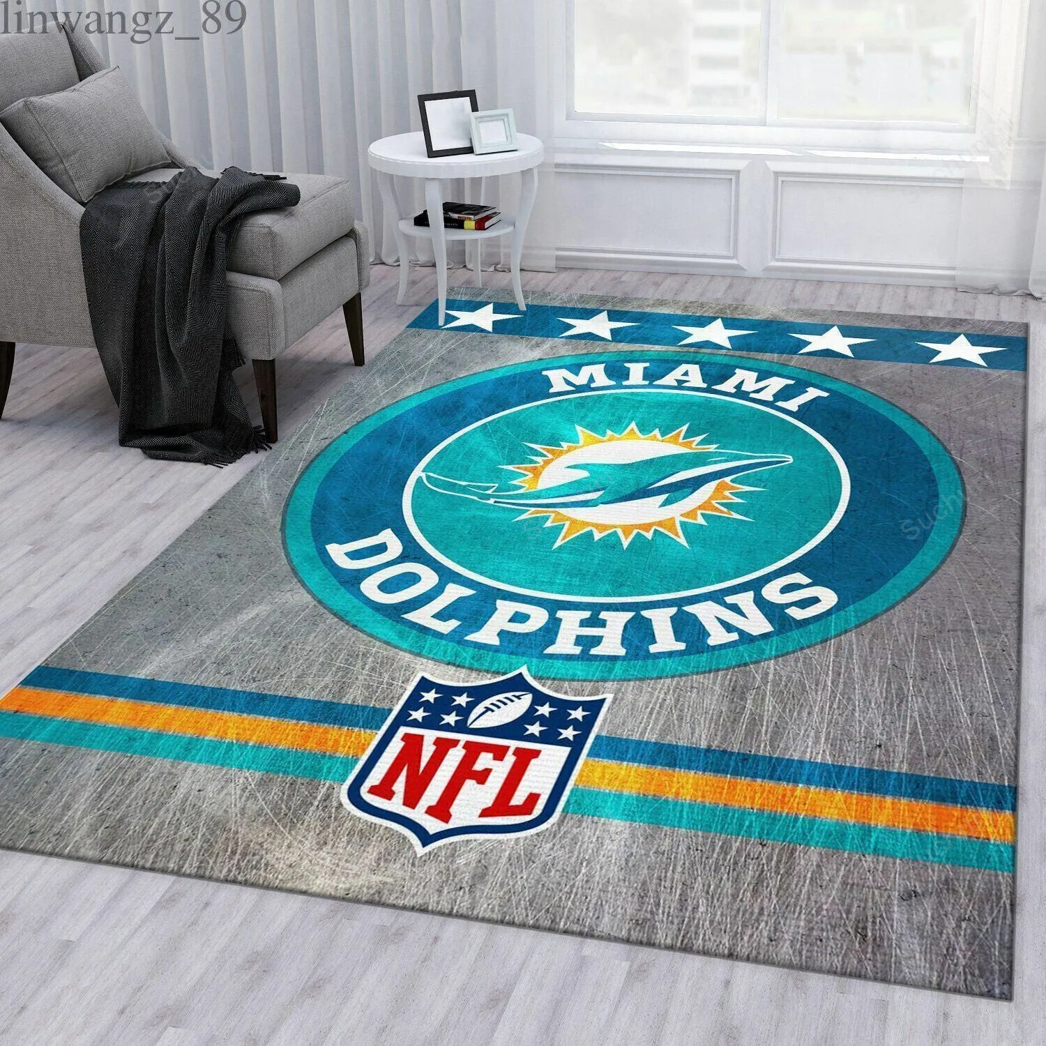 Miami Dolphins Rectangle Area Rugs Living Room Carpets Bedroom Non-Slip Mats Home 523UI-6957